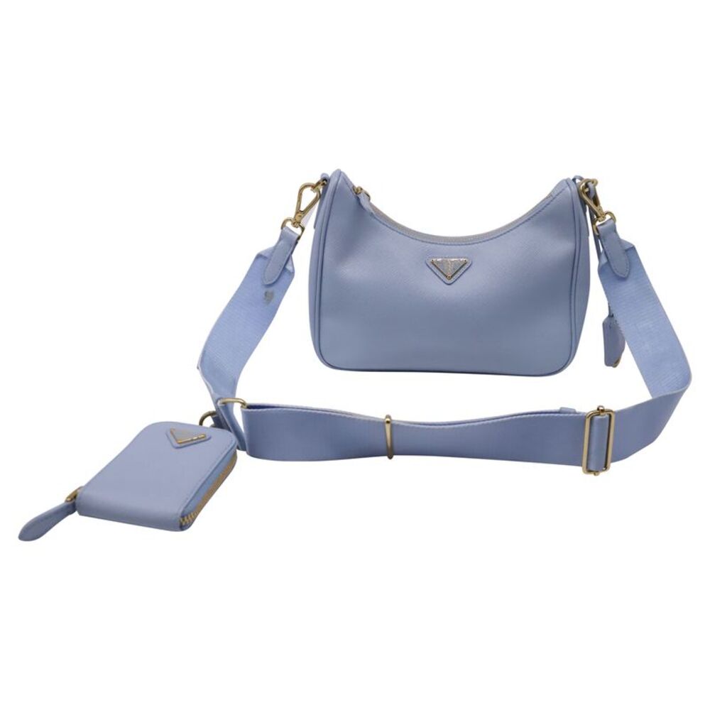 Prada Re-Edition 2005 Shoulder Bag in Light Blue Saffiano Leather